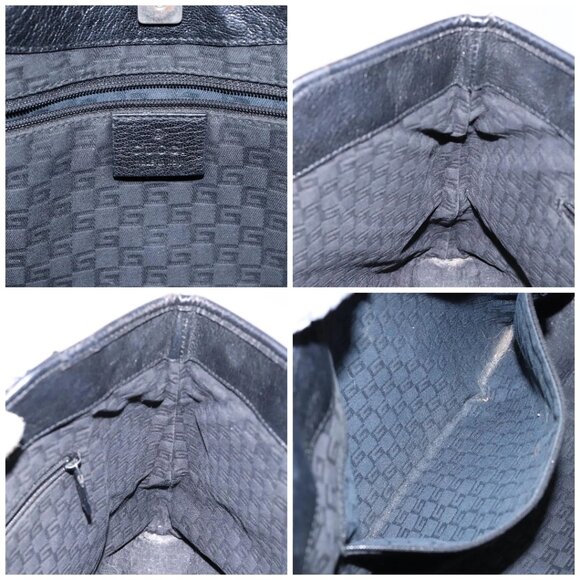 GUCCI Tote Bag Leather Black Silver 113015 Auth - Picture 15 of 16